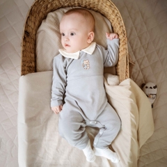 (NB-12M) Body đồ liền thân dài tay cổ Peterpan Gloute mùa Thu êm cho bé BU Cotton BCT210302| BU Baby chính hãng