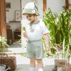 (6M-5Y) Bộ ngắn tay cài vai Bubaby Bamco Cho Bé trai Bé gái - BBC130112 BBC130109 | Quần áo BU Baby chính hãng