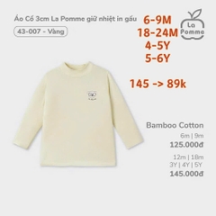 (6-5Y) Bubaby Lapome Áo dài tay cao cổ - Áo giữ nhiệt Bubaby