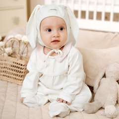 (1M-12M) Mũ Bonnet tai thỏ Siro Jacquard BU Baby ASR194306 | Phụ kiện sơ sinh chính hãng