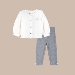 BU Baby (6M-4Y) Bộ dài tay cài giữa bèo gấu Bé gái BWL1102BG | Quần áo Bubaby chính hãng