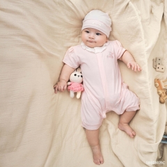 BU Baby (0M-12M) Body đùi ngắn tay cài giữa bèo cổ Bamboo SBB2302BC | Body sơ sinh chính hãng