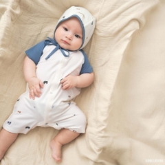 BU Baby (0M-12M) Body đùi ngắn tay cài giữa Little Car Bamboo SBB230200 | Body Sơ sinh chính hãng