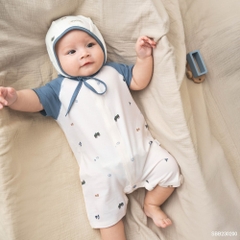 BU Baby (0M-12M) Body đùi ngắn tay cài giữa Little Car Bamboo SBB230200 | Body Sơ sinh chính hãng