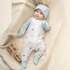 BU Baby (0M-9M) Body dài tay cài giữa Little Car Bamboo SBB210200 | Body sơ sinh chính hãng