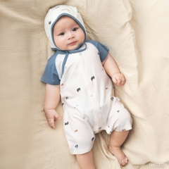 BU Baby (0M-12M) Body đùi ngắn tay cài giữa Little Car Bamboo SBB230200 | Body Sơ sinh chính hãng