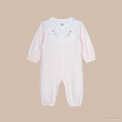 BU Baby (0M-6M) Body dài tay cài giữa, bèo đáp ngực Viscose Cotton KVC210200 | Body sơ sinh chính hãng