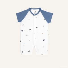 BU Baby (0M-12M) Body đùi ngắn tay cài giữa Little Car Bamboo SBB230200 | Body Sơ sinh chính hãng