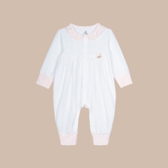 BU Baby (0M-6M) Body dài tay cài giữa cổ Peter Pan Viscose Cotton KVC210201 |Body sơ sinh chính hãng