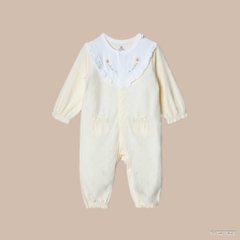 BU Baby (0M-6M) Body dài tay cài giữa, bèo đáp ngực Viscose Cotton KVC210200 | Body sơ sinh chính hãng