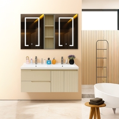 Tủ Lavabo SARIKA® TLB44 Nhựa PVC Cao Cấp Gương Đôi Led Cảm ứng