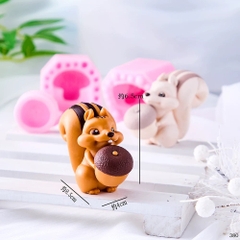 Khuôn Silicon - Động Vật - Con Sóc Hạt Dẻ 2 Mảnh
