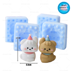 Khuôn Silicon - Động Vật - Set 2 Gấu Đội Nón 2 Mảnh 5.5cm