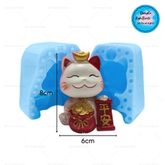 Khuôn Silicon - Động Vật - Mèo Thần Tài -Thỏi Vàng - Hủ Vàng 2 Mảnh 9cm
