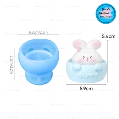 Khuôn Silicon - Động Vật - Con Thỏ Happy 6.3cm