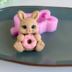 Khuôn Silicon - Động Vật - Con Thỏ Ôm Cupcake Donut