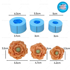 Khuôn Silicon - Hoa Mẫu Đơn - set 3 - M13 - set 3