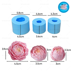 Khuôn Silicon - Hoa Mẫu Đơn Set 3 - 6cm 4cm 3cm - SMD A01