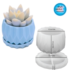 Khuôn Silicon - Chậu Cây - Đa Giác 9.7cm Kèm Đế