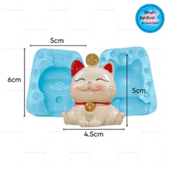 Khuôn Silicon - Động Vật - Mèo Thần Tài Giang Chân 2 Mảnh 5.5cm