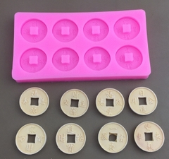 Khuôn Silicon - Thỏi Vàng - Đồng Tiền Tròn 2cm 8c