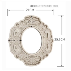 Khuôn Silicon - Khung Gương Tròn - Oval 25cm Vòng Hoa Văn