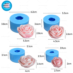 Khuôn Silicon - Hoa Hồng Lai - Set 4 Hồng Trà V79 V80 V81 V92 - 2.6-5.3cm