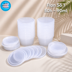Hộp Nhựa - Tròn Bánh Flan - Số 1 90ml - Set 50
