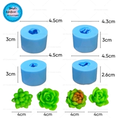 Khuôn Silicon - Sen Đá Nở - Set 4 - 4cm - Tia Nhọn Xoay