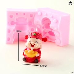 Khuôn Silicon - Ông Thần Tài Ôm Thỏi Vàng Nhỏ 3.5cm
