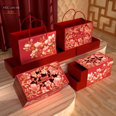 Hộp Giấy - Bánh Trung Thu Quai Xách - 4 Bánh - 4B06 - 4 Bánh Mộc Lan