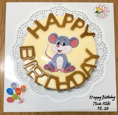 Khuôn Silicon - Đế - Chữ Happy Birthday Tròn 20 Cm