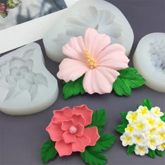 Khuôn Silicon - Chùm Hoa Cúc - Cánh Thẳng Kèm Lá 7.1cm