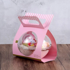 Hộp Nhựa - Cầu - Quai Xách Giấy - 600ml - Hồng - Set 10