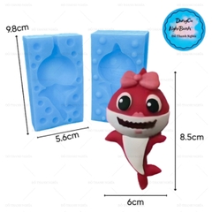 Khuôn Silicon -Sinh Vật Biển - Cá Mập Baby Shark Có Nơ 8.5cm 2 Mảnh
