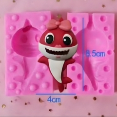 Khuôn Silicon -Sinh Vật Biển - Cá Mập Baby Shark Có Nơ 8.5cm 2 Mảnh