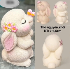 Khuôn Silicon - Động Vật - Con Thỏ Cài Hoa 7cm