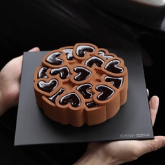 Khuôn Silicon - Đế Tròn Trái Tim Liền 18cm