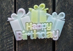 Khuôn Silicon - Chữ Happy - Happy 3 Hộp Quà
