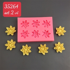 Khuôn Silicon - Hoa Sen Cánh Nhọn Vĩ 6 hoa 3.5cm