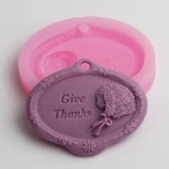 Khuôn Silicon - Chữ Give Thanks - Kèm Hoa