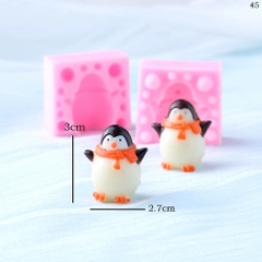 Khuôn Silicon - Động Vật - Chim Cánh Cụt 2 Mảnh 3cm Khăn Xéo
