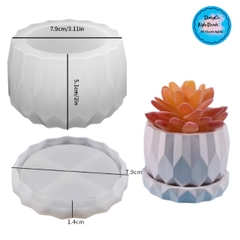Khuôn Silicon - Chậu Cây - Đa Giác 7.9cm Kèm Đế
