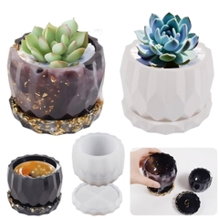 Khuôn Silicon - Chậu Cây - Đa Giác 7.9cm Kèm Đế