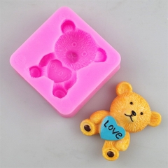 Khuôn Silicon - Động Vật - Gấu Tim Ngồi Love 4.8cm