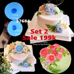 Combo 2 Khuôn Silicon Hoa Thược Dược Nhụy Xòe