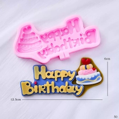 Khuôn Silicon - Chữ Happy - #2 Kèm Bánh Kem