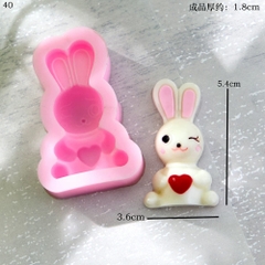 Khuôn Silicon - Động Vật - Con Thỏ Tim 5.4cm