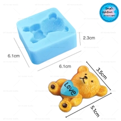 Khuôn Silicon - Động Vật - Gấu Tim Ngồi Love 4.8cm