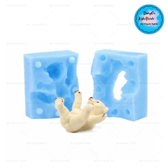 Khuôn Silicon - Động Vật - Gấu Bắc Cực Nằm 2 Mảnh 5cm
